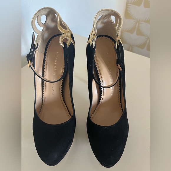 Charlotte Olympia Sabrina Black Platform with Gold Shoes size 6 - Picture 8 of 13